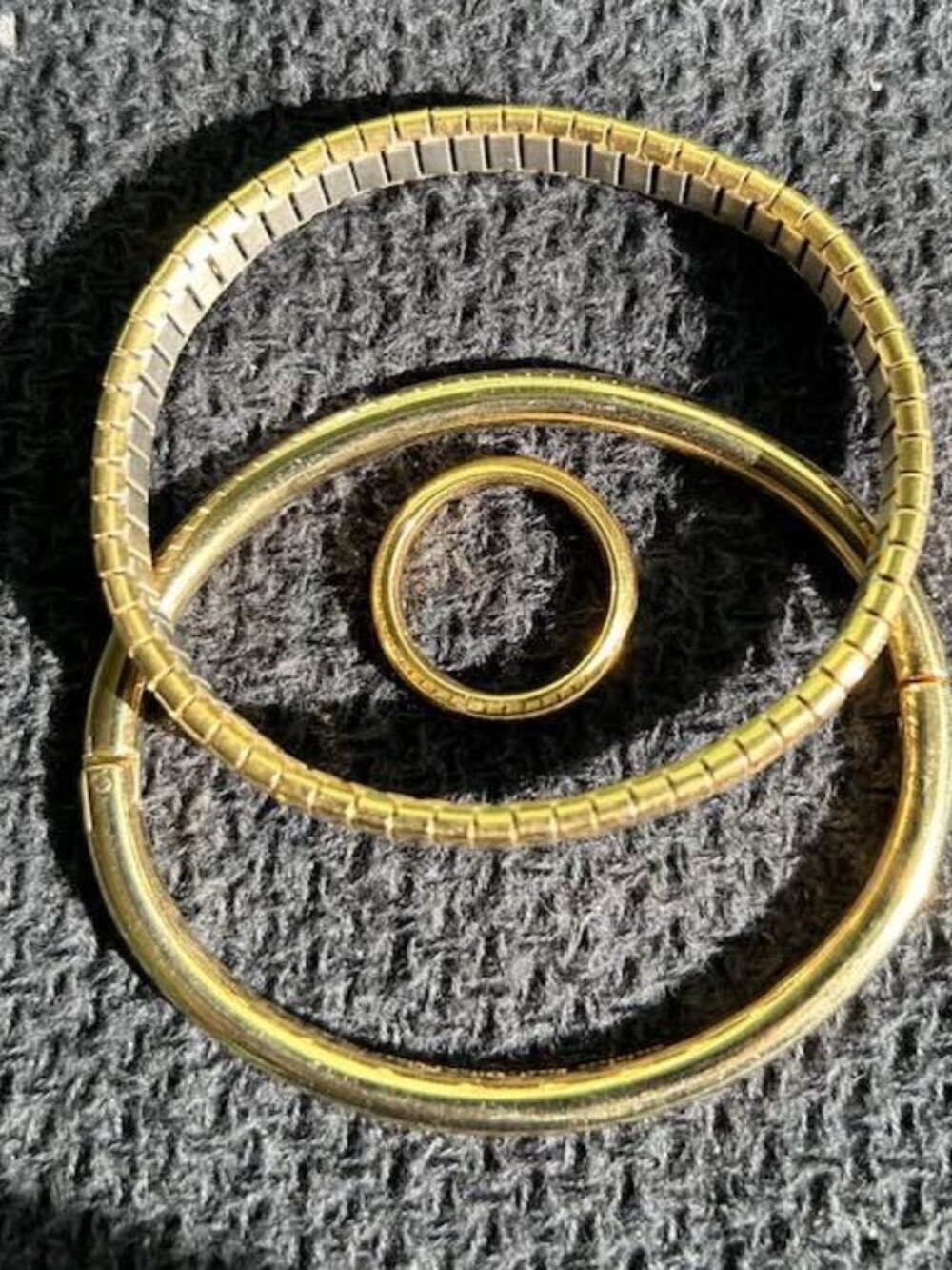 Two Fun Costume Brass Bangles and a Ring